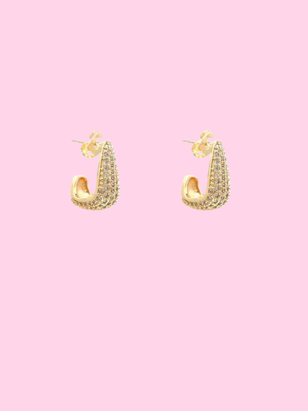 Mini Chunky Cz Rectangle Gold Filled Earrings