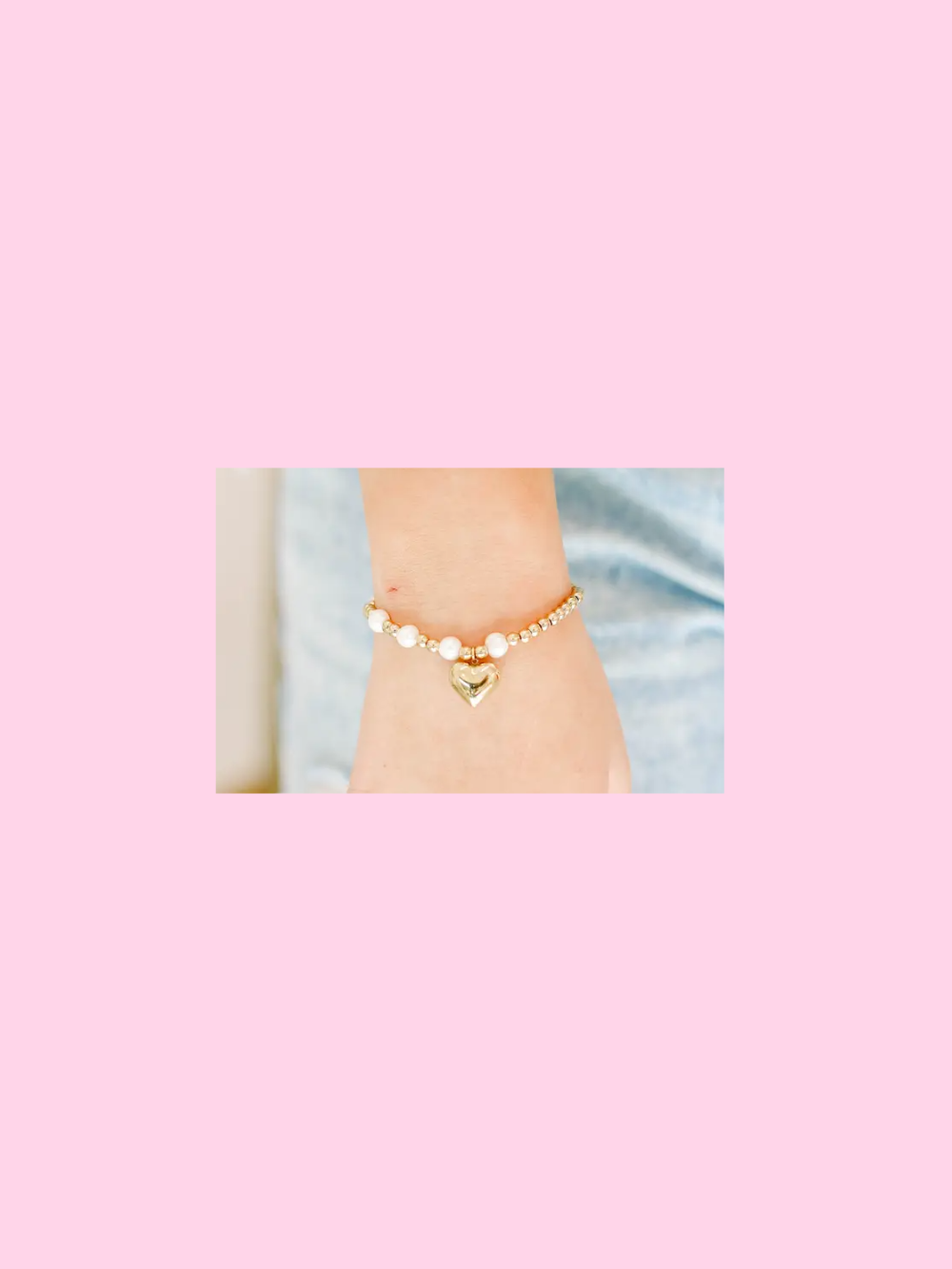 Golden Pearl Heart Bracelet