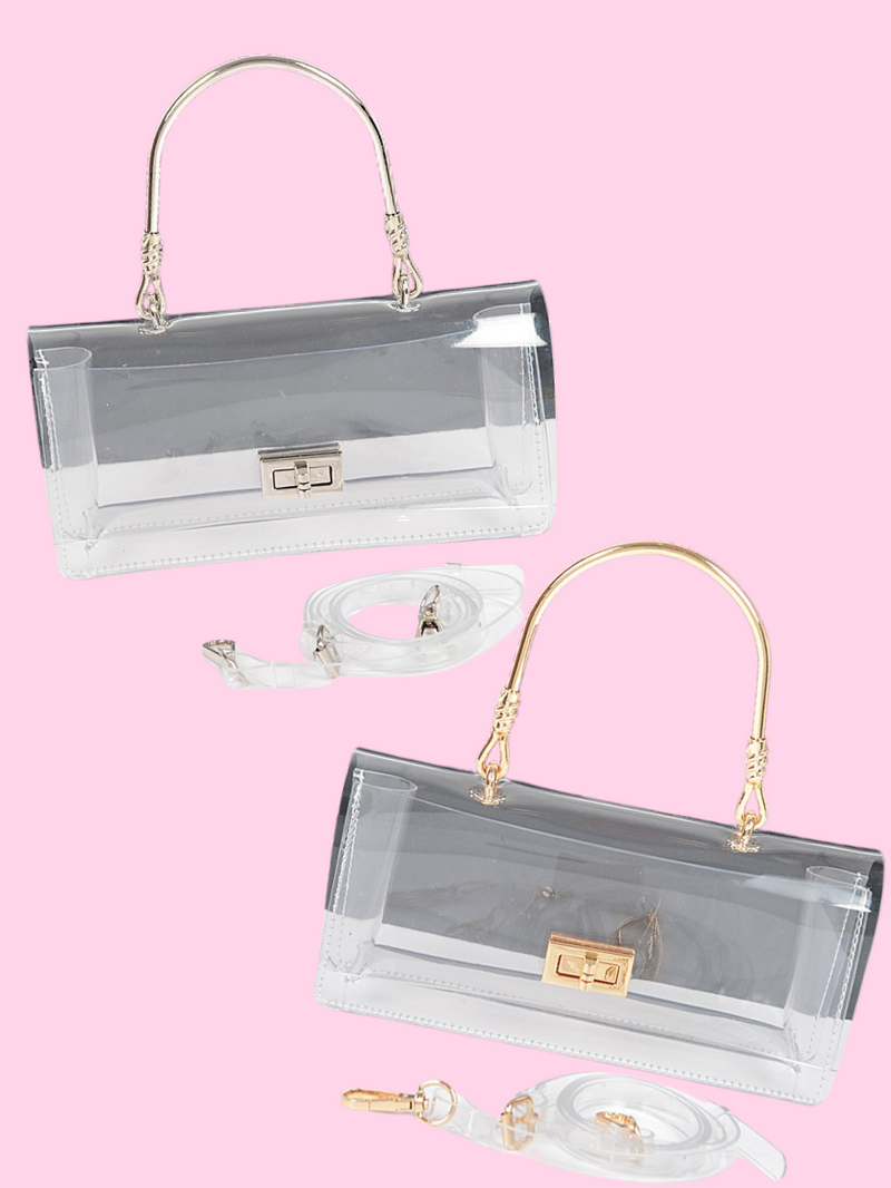 Clear Metal Handel Clutch