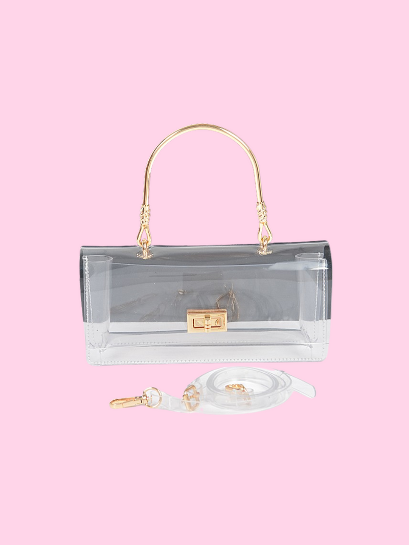 Clear Metal Handel Clutch