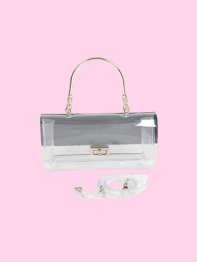 Clear Metal Handel Clutch